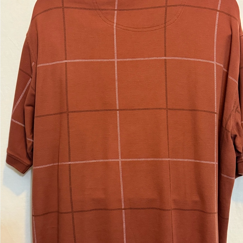 E-2 Men’s Austin Clothing Company Brown & Cream Short Sleeve Polo Shirt - Picture 11 of 15